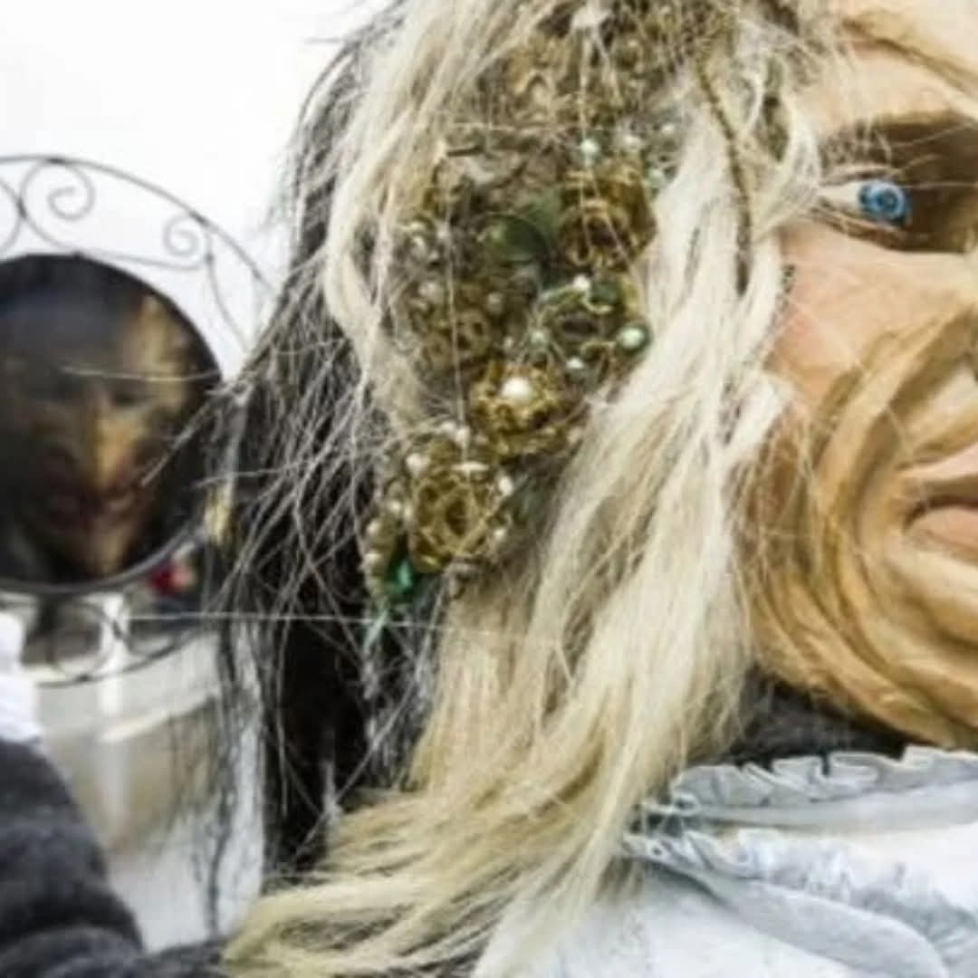 Frau Percht with 2 faces in the Rauhnachts procession, Goldegg/Pongau